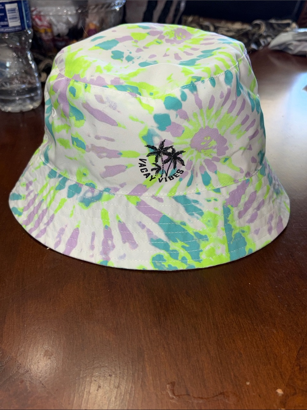 H&M Kids Tie-Dye Bucket Hat in White, Neon Green, Aqua & Lavender
